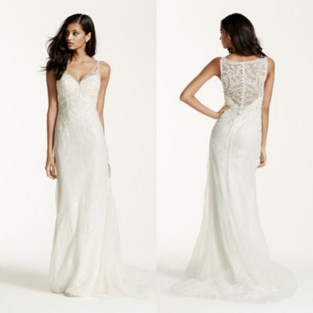 Galina Illusion V-Neck Ivory Wedding Dress SWG675